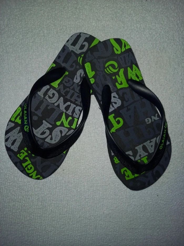 Tongs 🩴 grises et vertes taille 26/27🩴 chaussure 🪴 Printemps été 🏵 - photo numéro 6