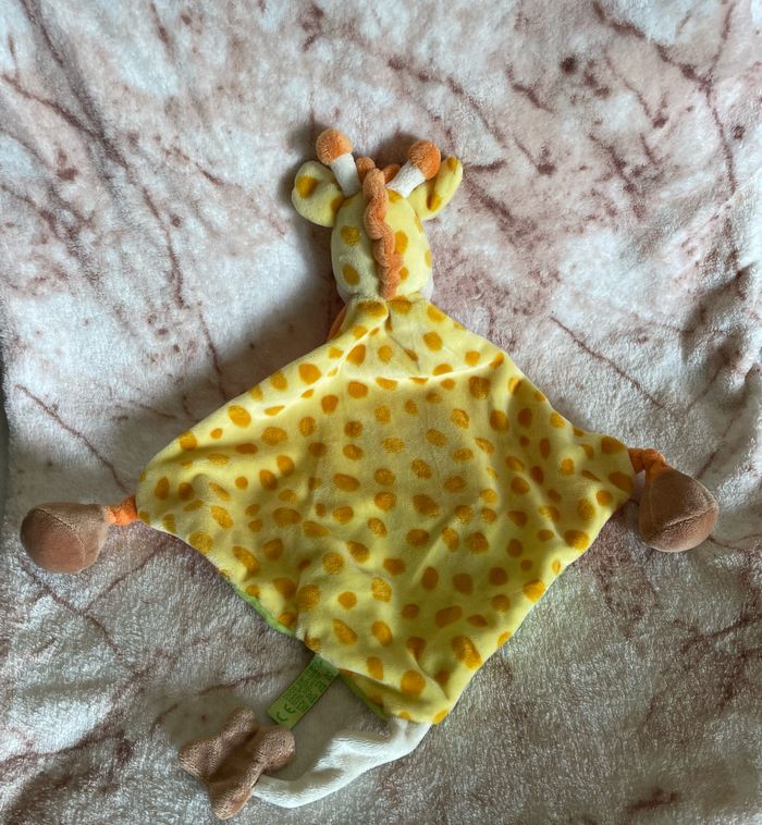 Doudou plat girafe orange vert jaune Dimco Titoutam - photo numéro 2
