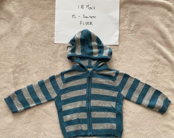 Lot 1 gilet réversible Neuf et 3 gilets zippés à capuche TBE - 18 mois - Obaïbi, Vertbaudet & autre - photo numéro 12