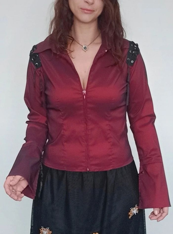 Chemise stretch irisée bordeaux taille 40 - photo numéro 1