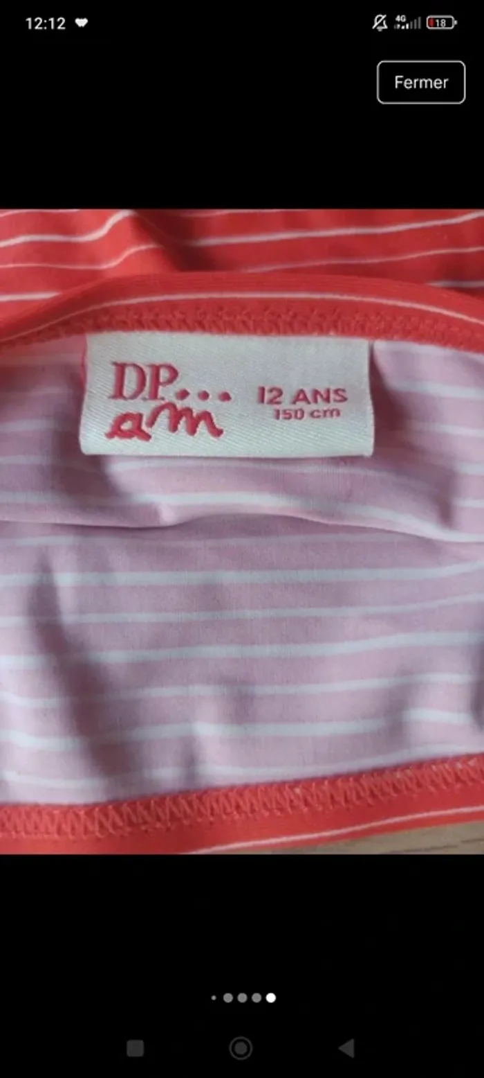 Maillot de bain 2 pièces rayé corail du pareil au même 12 ans - photo numéro 7