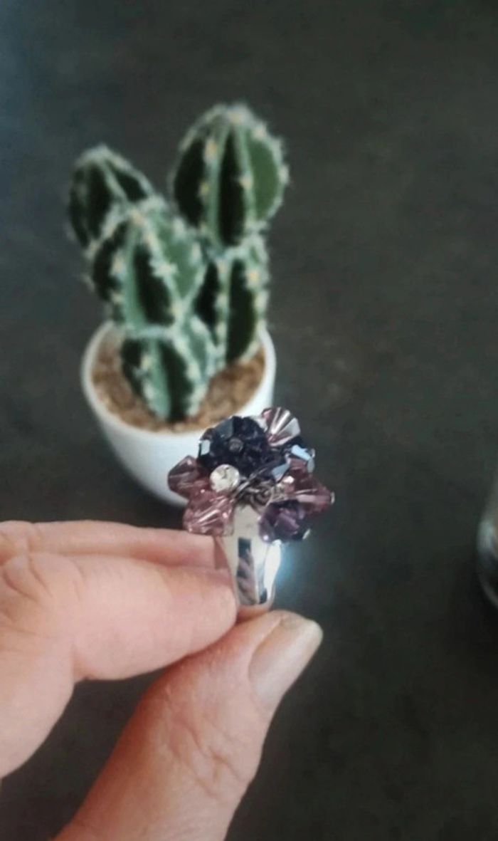 Bague fantaisie argentée et violette Bala Boosté - photo numéro 2