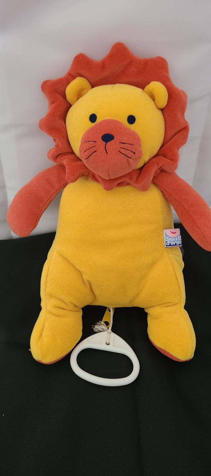 Doudou Peluche Lion Orange Jaune Sucre d'Orge musical - photo numéro 3