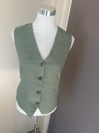 Gilet Sans Manche crêpe Scarlet Roos Vert veste sans manches gilet, barman Taille 1/36