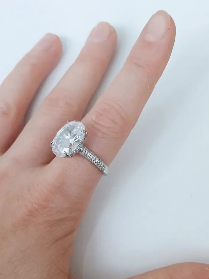 Bague en argent 925 pierre ovale XL brillante tendance vintage chic - photo numéro 2