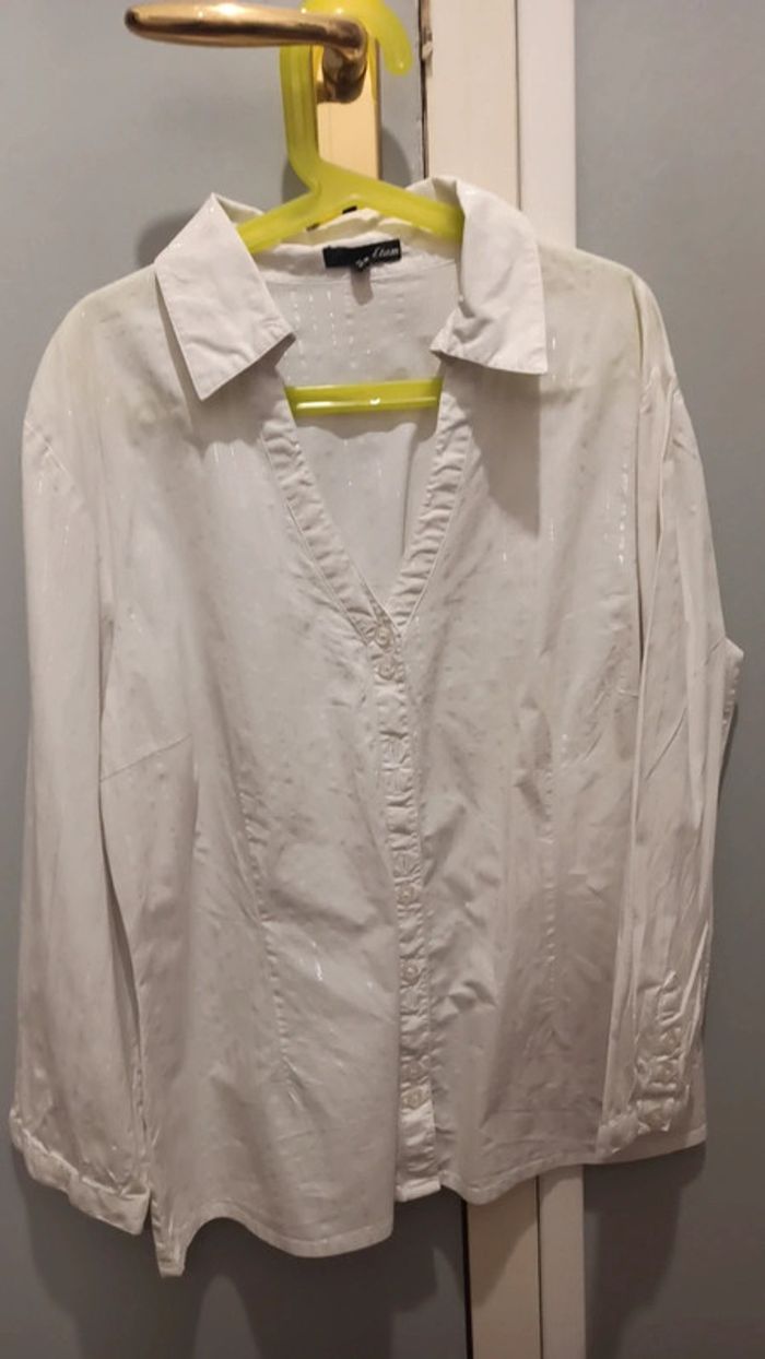 Chemise femme blanche à rayures argenté taille 40 marque Etam