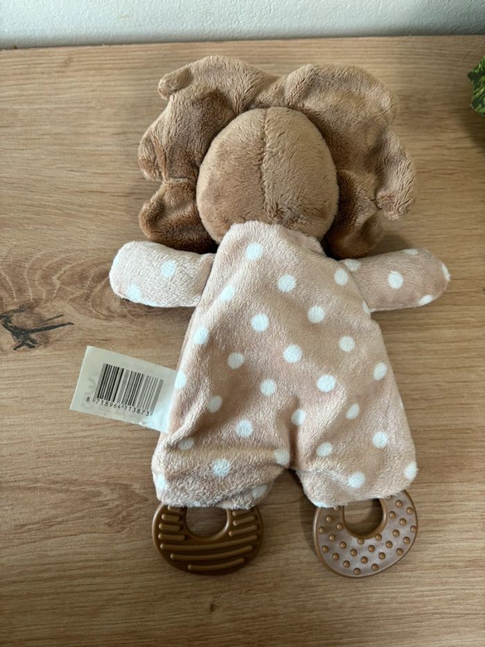 Doudou plat lion marron pois blanc anneau dentition zd trading action - photo numéro 3