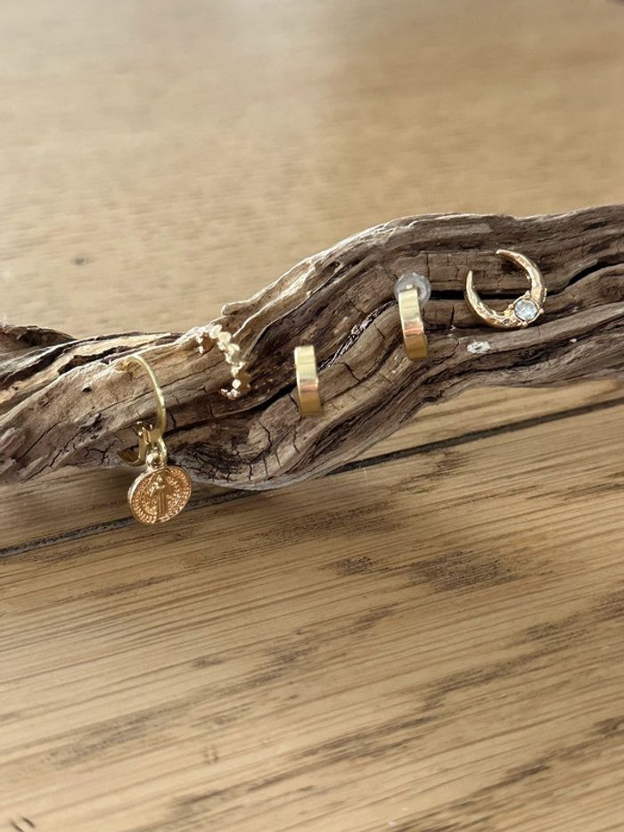 Ear cuff bagues d’oreille en laiton or et strass - photo numéro 2