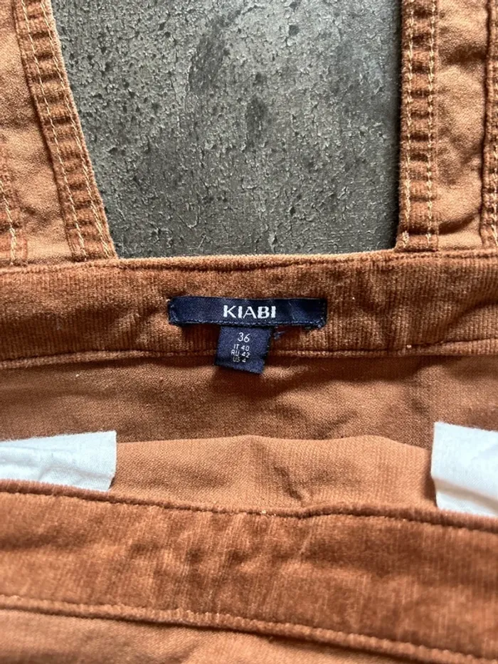 Robe salopette jupe en velours femme, taille 36, marron, kiabi - photo numéro 2