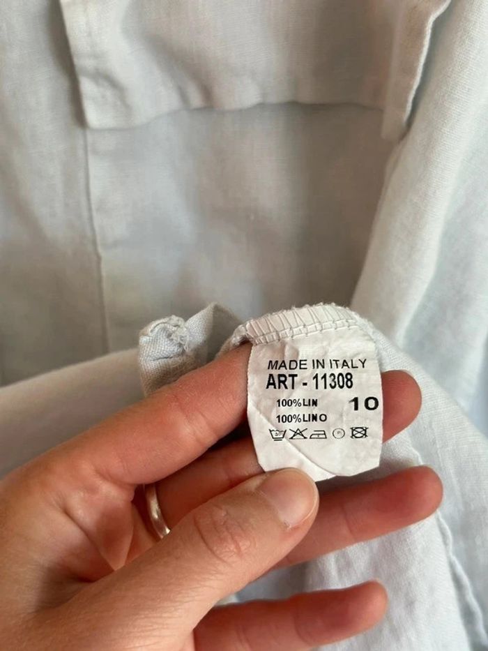 Chemise tunique blanche en lin – Cœurs argentés – Carla Giannini Paris – Taille Unique - photo numéro 8