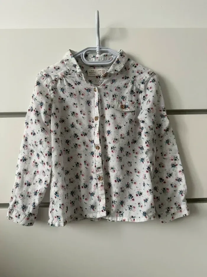 Chemise en jean fleuri 2/3 ans Zara - photo numéro 1