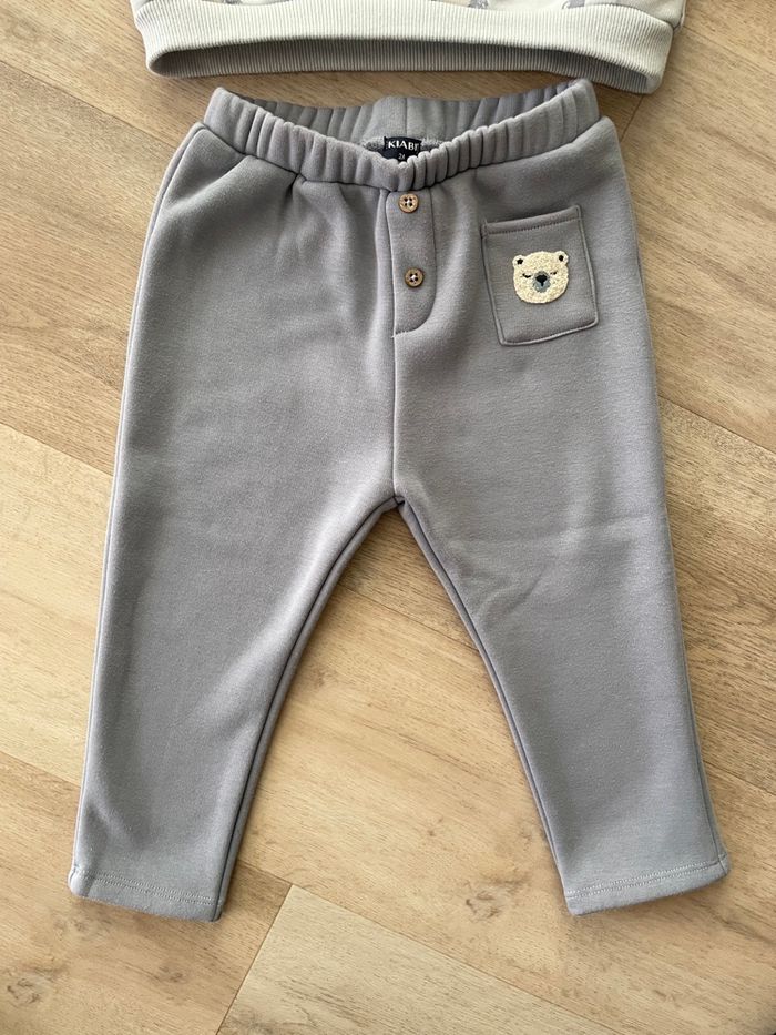 Ensemble Mixte Molletonné Sweat Motif Phoque et Pantalon Motif Ours Bleu Kiabi 2 ans = 92 cm - photo numéro 3
