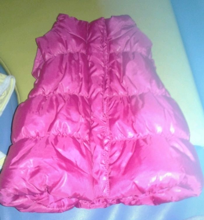 Doudoune manteau rose sans manche