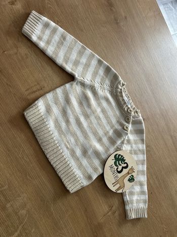 Pull marinière beige et blanc TEX