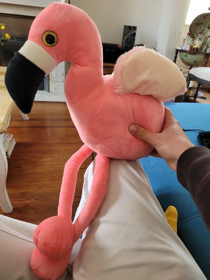 Peluche Grand Flamand Rose 55cm oiseau genre Ty ailes doudou - photo numéro 2