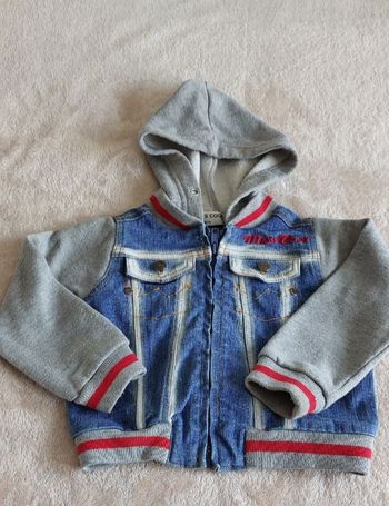 Blouson zippé jean et sweat bébé garçon 24 mois