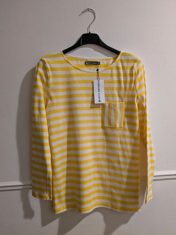 T-shirt manches longues jaunes et blanc XS