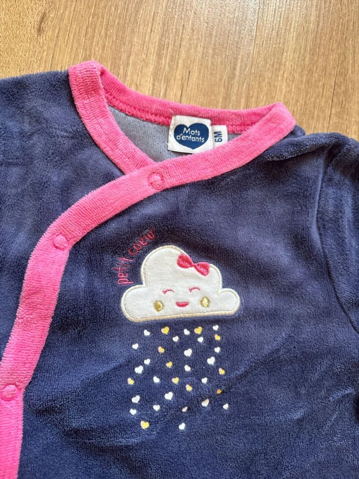 Lot 2 pyjamas velours 6 mois Mots d’enfants - photo numéro 3