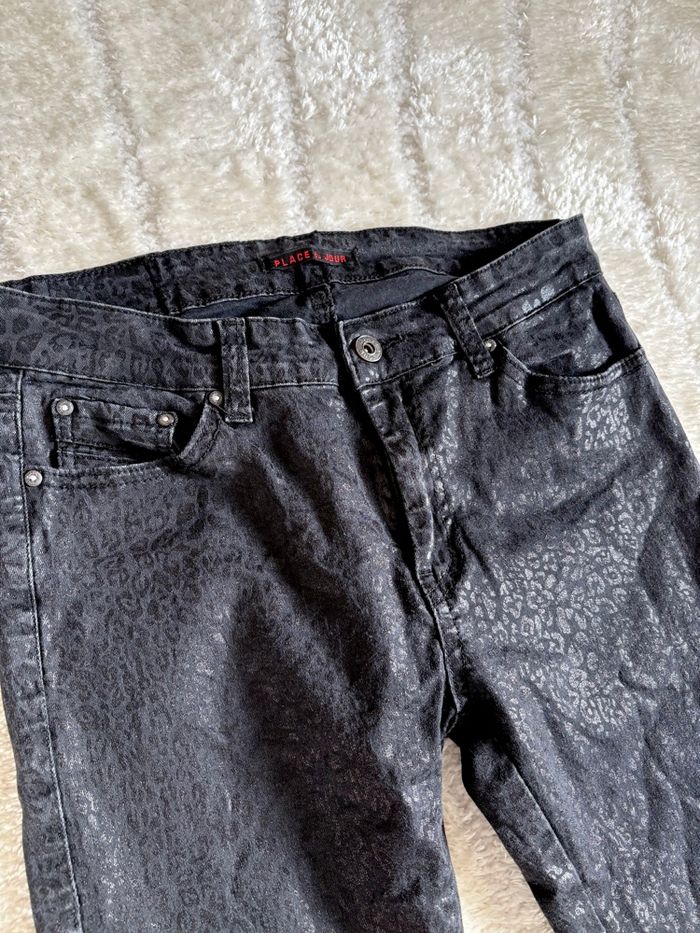 Jean slim noir 🖤 motif léopard - Taille 36 - photo numéro 4