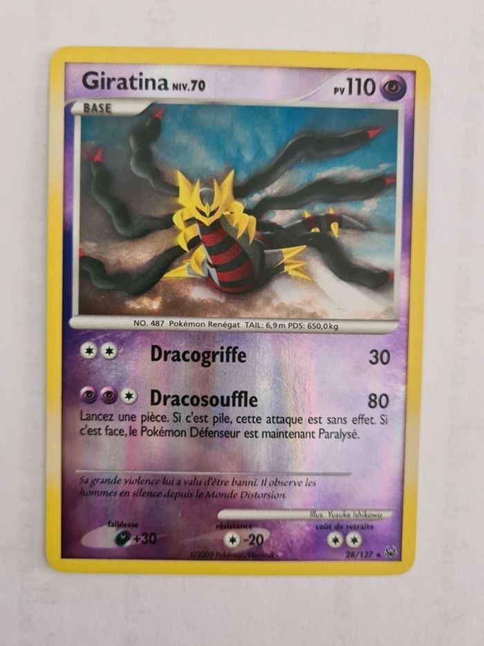 Carte pokemon giratina  rare 110 pv 28/127 reverse