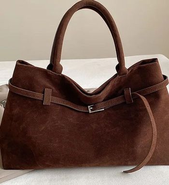 Sac fourre-tout en flanelle marron tendance