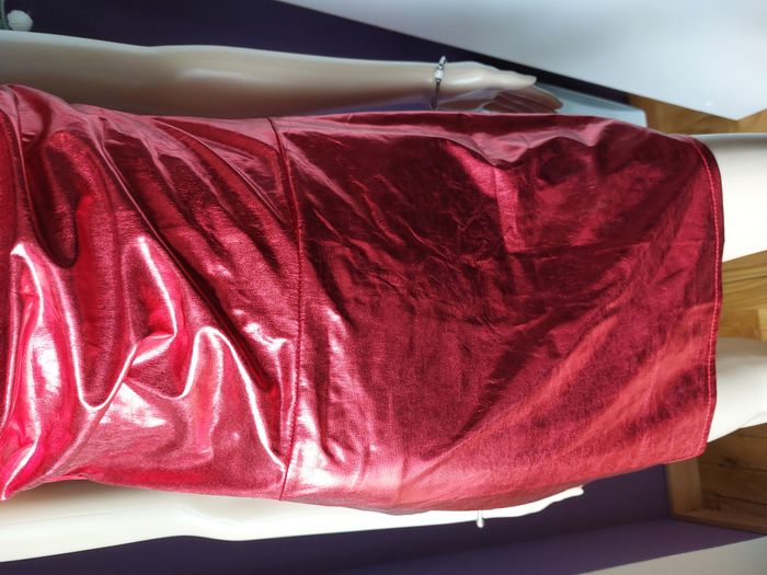 Robe dos nu rouge et argent métallisé, très glamour Taille L 40 - photo numéro 4
