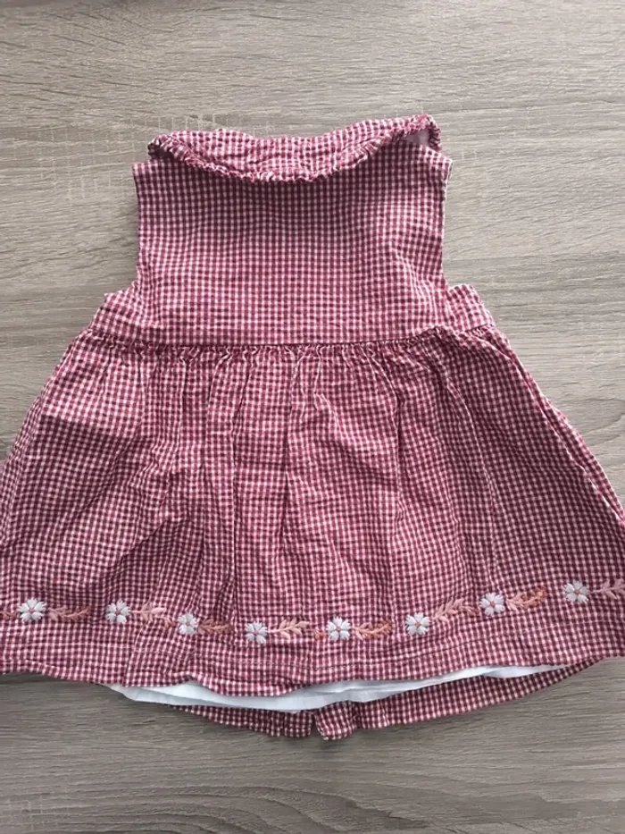 Magnifique ensemble fleuri à carreaux sergent major 6 mois gilet robe - photo numéro 7