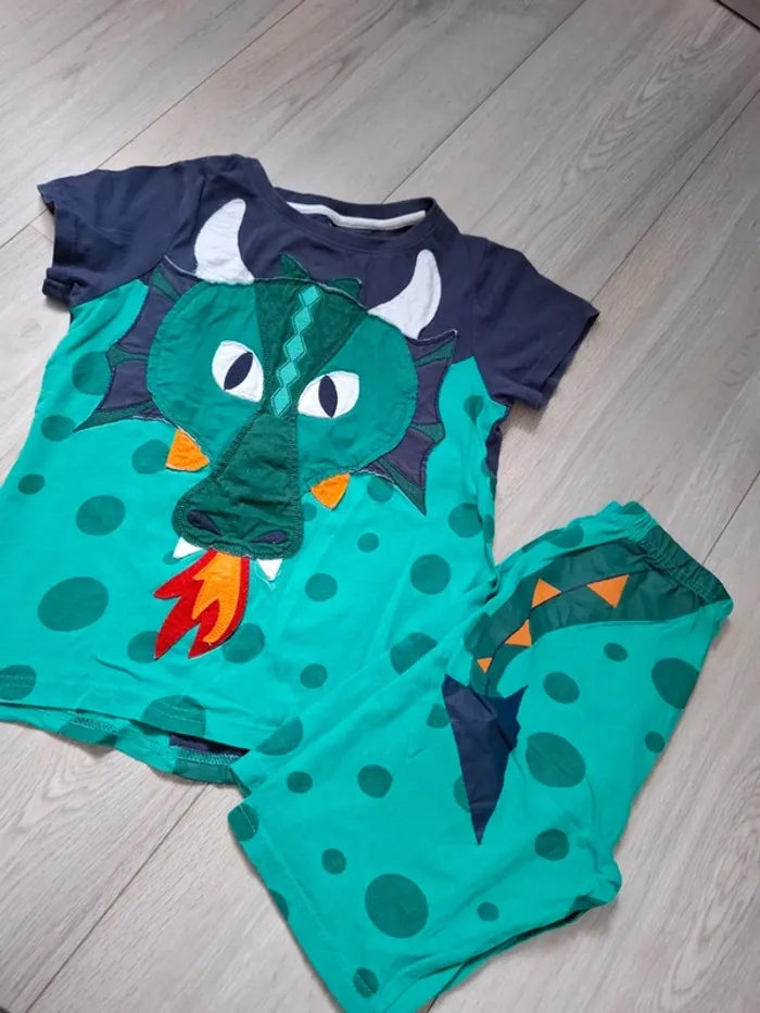 Pyjama dragon 8 ans vert orange DPAM