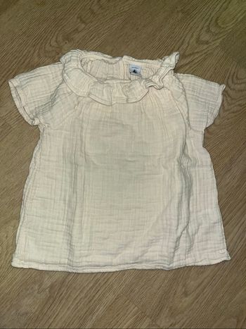 blouse chemise manches courte petit bateau crème beige 6 ans