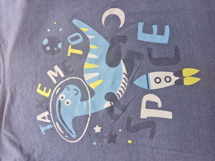 T-shirt manches longues 2/4 ans Lupilu Bleu Dinosaure astronaute fusée take me to space - photo numéro 3
