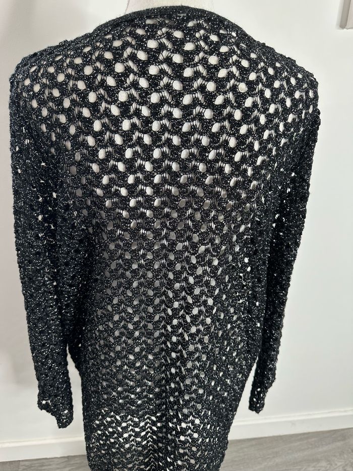 Cardigan en maille ajourée noir et argenté Y2K TU - photo numéro 7