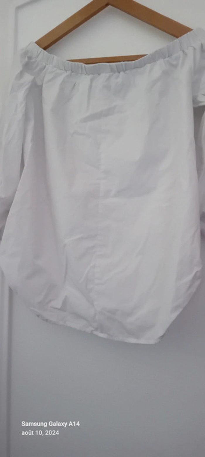 Blouse col elastique manches à nouer blanche femme M justfab - photo numéro 8