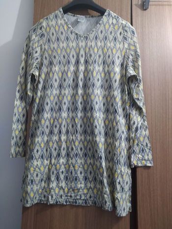 Tunique à motif géométrique jaune gris T 42/44