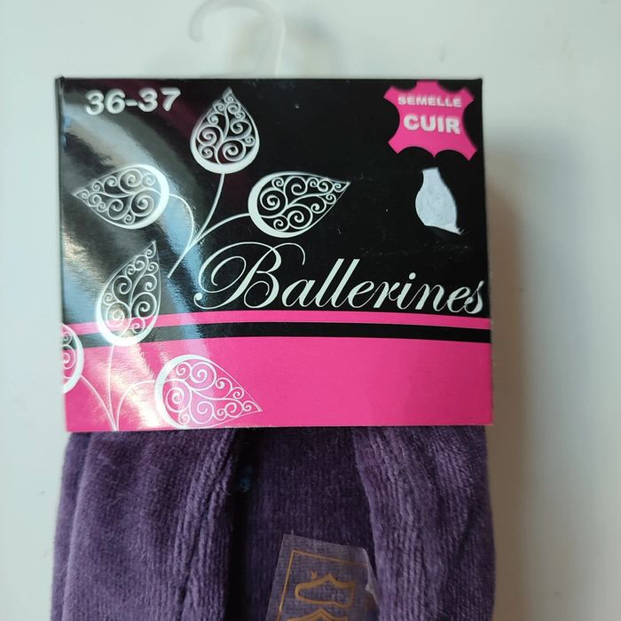 Ballerines en velours violet, très moelleuses, semelles en cuir, 36-37 - photo numéro 2
