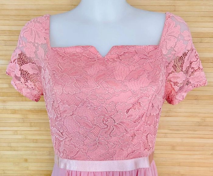 Robe longue de soirée avec volant vieux rose M - photo numéro 3