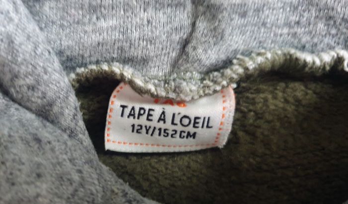 Sweat à capuche kaki gris 12 ans tape à l’œil - photo numéro 2