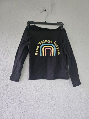 Tee shirt à manches longues imprimé avec paillettes pour fille