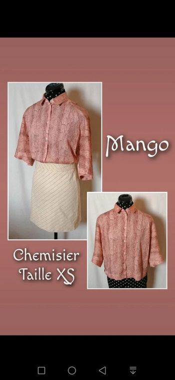 Chemisier / blouse serpent python rose Taille XS Mango
