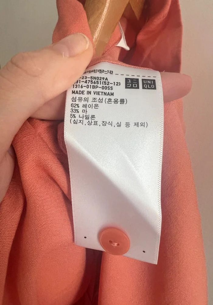 Chemise en lin mélangé orange corail Uniqlo taille L femme - photo numéro 7