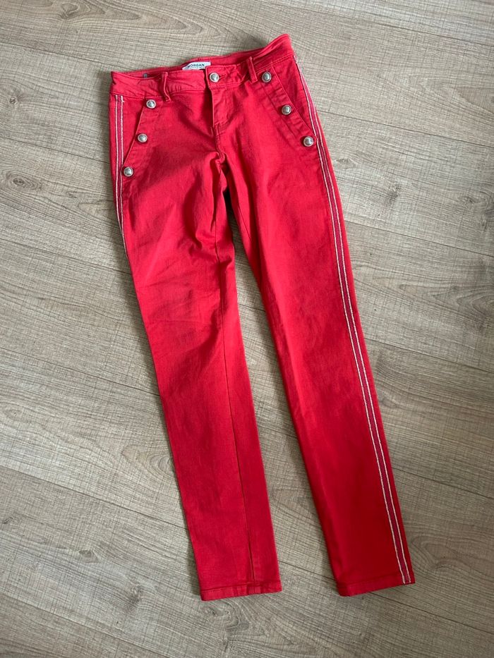 Pantalon rouge et doré Morgan taille 36 TBE - photo numéro 7