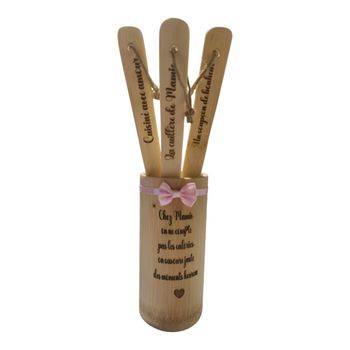 Pot ustensile bois personnalisé 