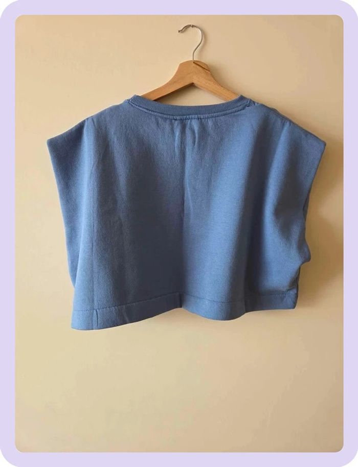 pull court sans manchesZara bleu taille L - photo numéro 3