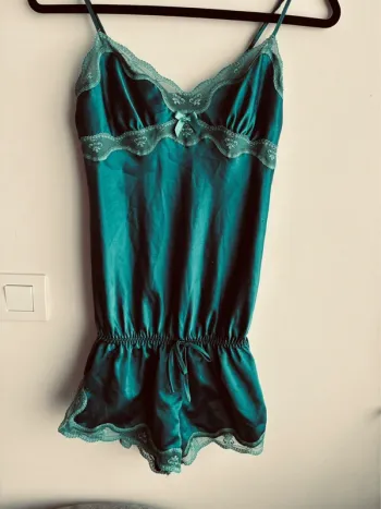 Pyjama combishort soie vert