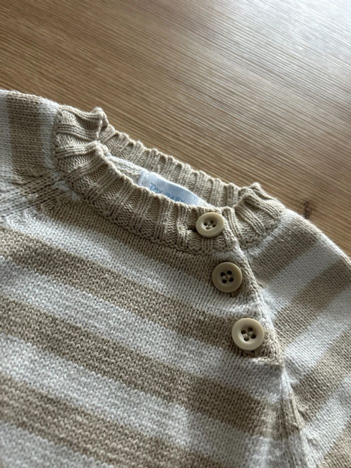 Pull marinière beige et blanc TEX - photo numéro 3