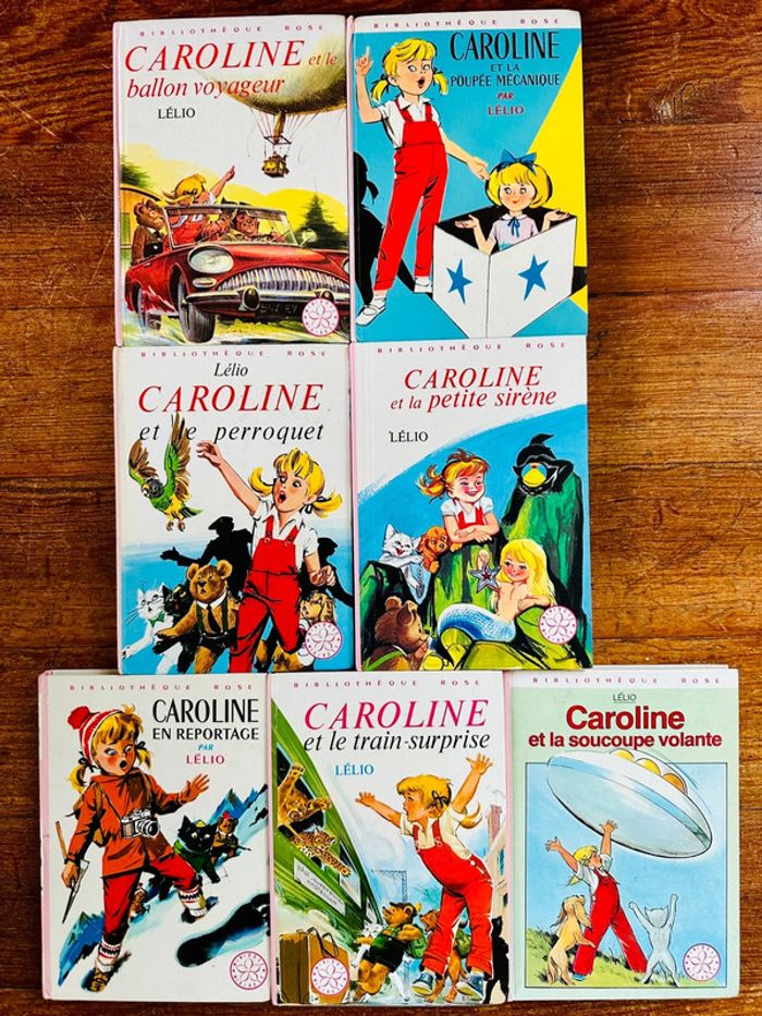 Lot de 7 livres albums La Bibliothèque Rose Caroline anciens Lélio Pierre Probst