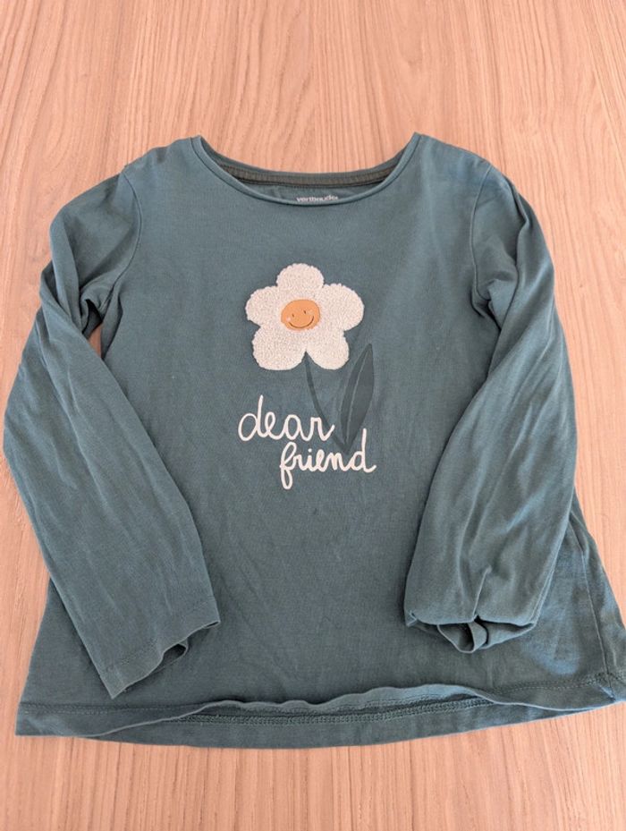 T-shirt ML fleur, 4 ans Vertbaudet