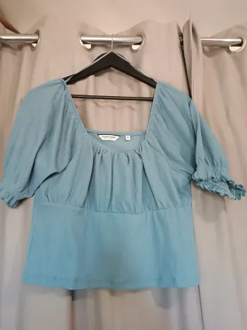 Blouse manche courte bleu