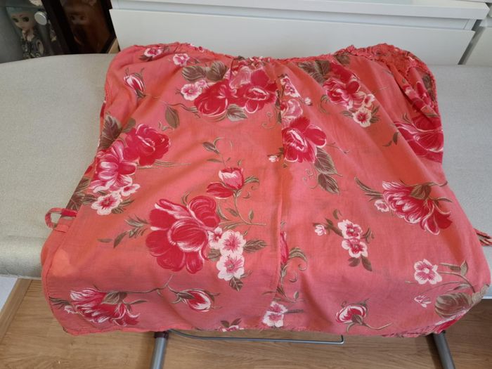 Belle blouse femme fleurie orange/rouge 46/48 100 % coton excellent état - photo numéro 6