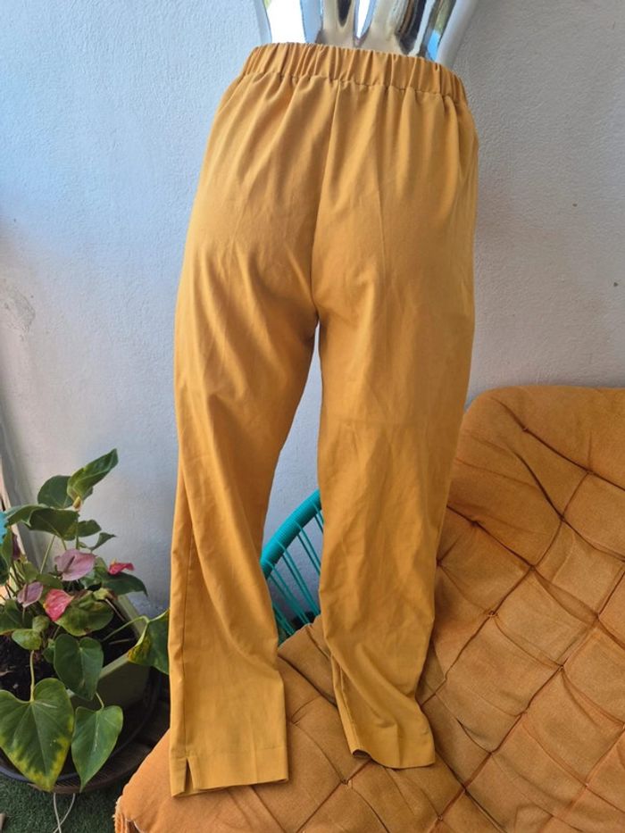 Pantalon uni élastique avec ceinture - photo numéro 4