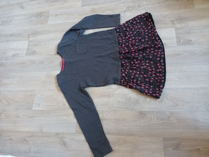 robe hiver  10 ans fille gris manche longue dpam du pareil au meme presque neuf